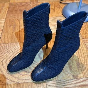 Bottega Venetta Intrecciato Black Knitted Ankle Boots